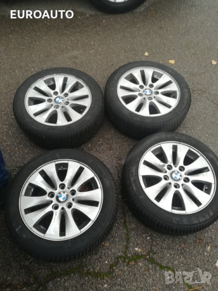 4 броя 195/55R16 оригинални лети джанти за BMW с нови зимни гуми, снимка 1