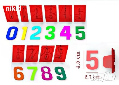 сет големи печатни числа цифри плочки печат печати резци за фондан тесто декор торта пластмаса, снимка 1