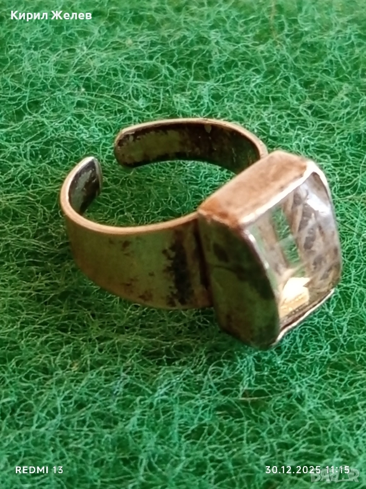 Винтидж сребърен пръстен с КВАРЦ отворен Ретро бижу 44275, снимка 1