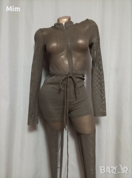  FASHIONNOVA M Зелен гащеризон на мрежа, снимка 1