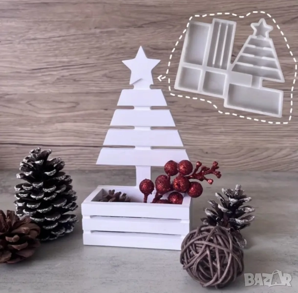 Молд кашпа сандъче с елха 21/19 см, снимка 1