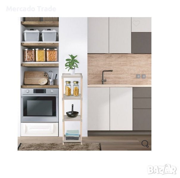 Декоративна етажерка Mercado Trade, 4 рафта, Пластмаса и дърво, снимка 1