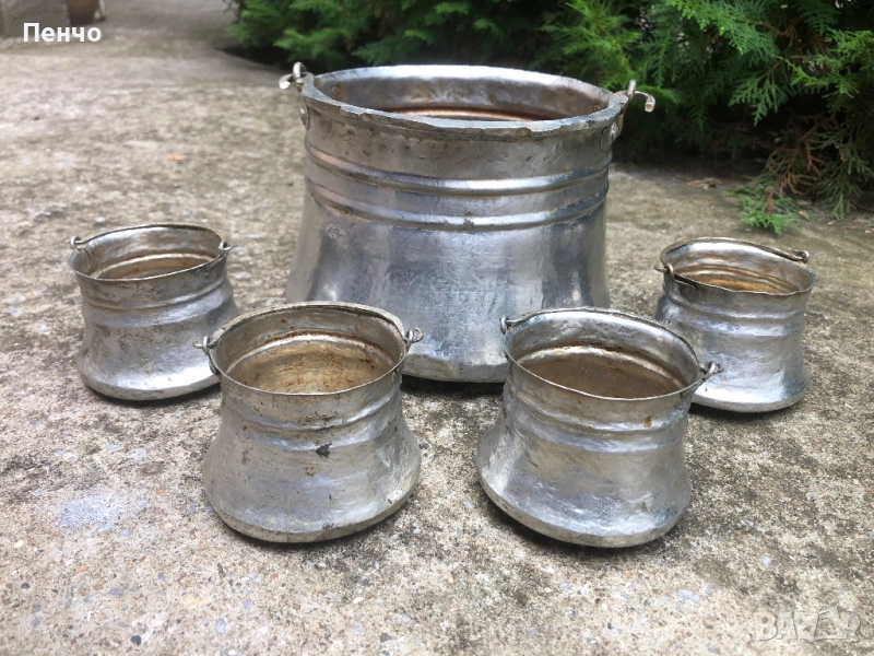 комплект автентични медни котлета /бакърчета, менчета/, снимка 1