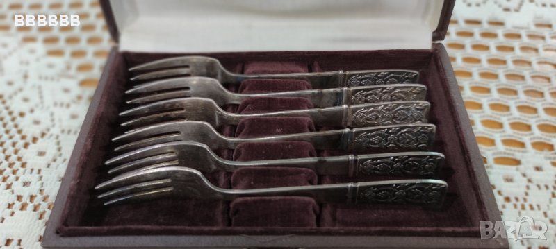 Старинни Посребрени Руски Десертни Вилички, снимка 1