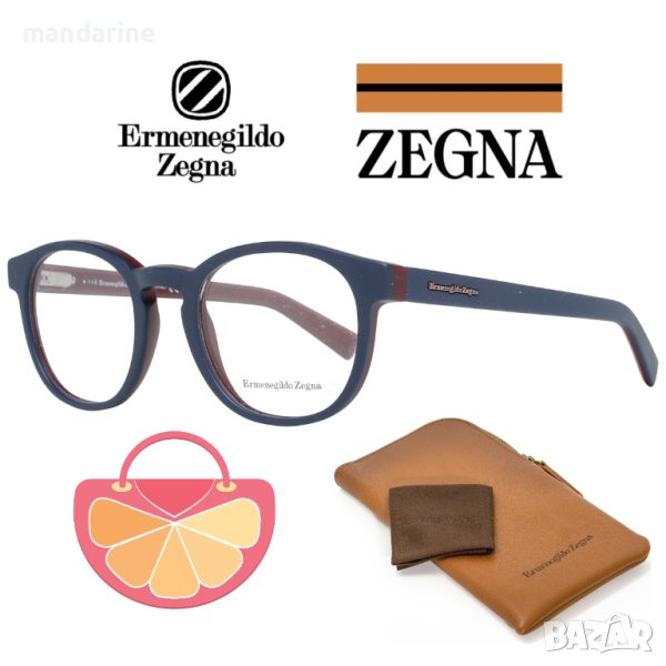 ERMENEGILDO ZEGNA 🍊 Мъжки рамки за очила ROUND "BLUE & BORDO" нови с кутия, снимка 1
