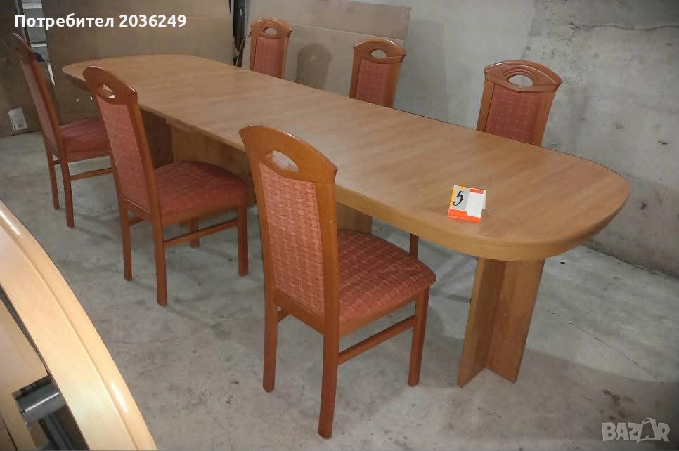 Комплект масивна разтегателна маса с 6 стола, снимка 1