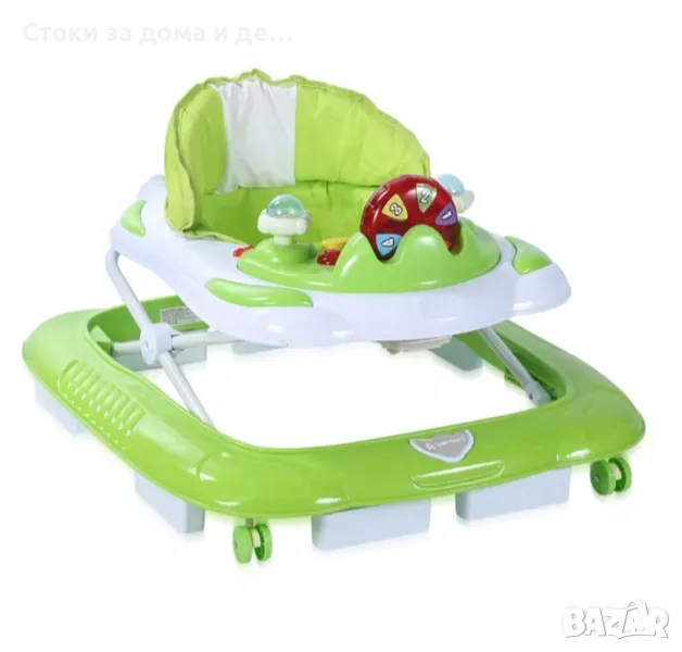 ✨Проходилка LORELLI УЧИЛИЩЕ, С евробаза, 4 колелца, Зелен / Син, снимка 1