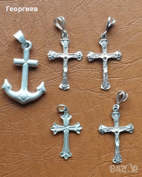 Сребърни кръста,Кръста с емайл и иконки медальони Р, снимка 1