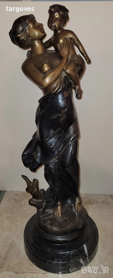 разкошна масивна бронзова фигура 67 см статуя статуетка, снимка 1