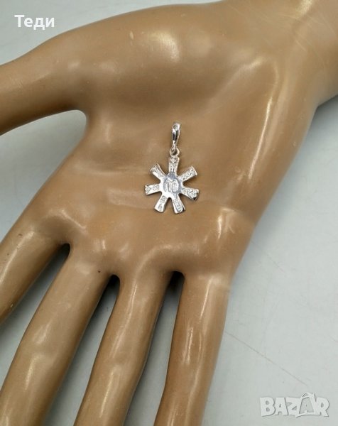 Сребърен медальон розета 1,5см/1,5см, снимка 1