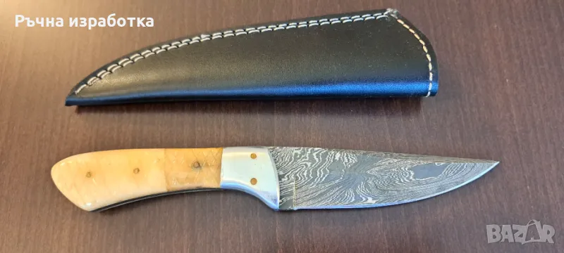 нож ръчна изработка дамаска стомана и камилска кост кания, снимка 1