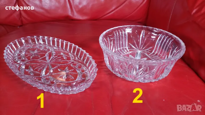 Два кристални съда в един стил, снимка 1