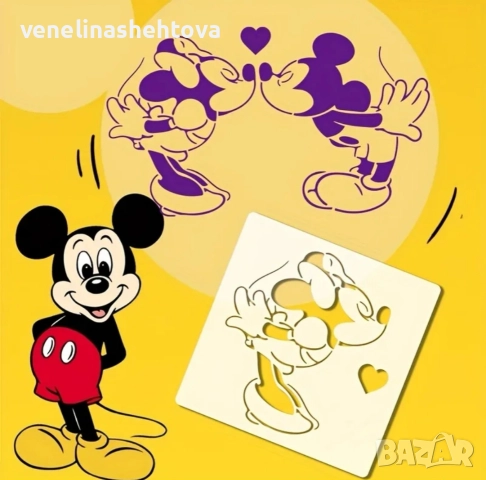 4 броя Мики и Мини Маус сърца шаблон стенсил за декорация торта скрапбукинг текстил дърво , снимка 3 - Други - 52787676