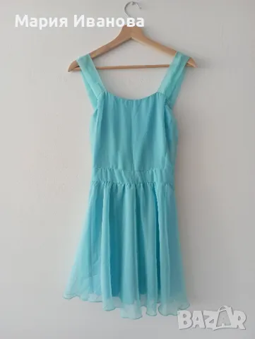 Лятна синя къса рокля, официална, за бал , снимка 3 - Рокли - 49980421