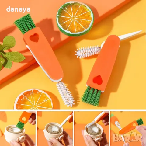 5737 3 в 1 Мини четка за почистване на тесни места в бутилки, снимка 5 - Мопове, кофи, четки и метли - 49138625