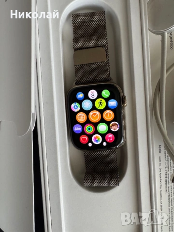 Смарт часовник Apple Watch 7,Cellular,Gold Stainless Steel 45mm,Gold Milanese Loop, снимка 8 - Apple iPhone - 53398731