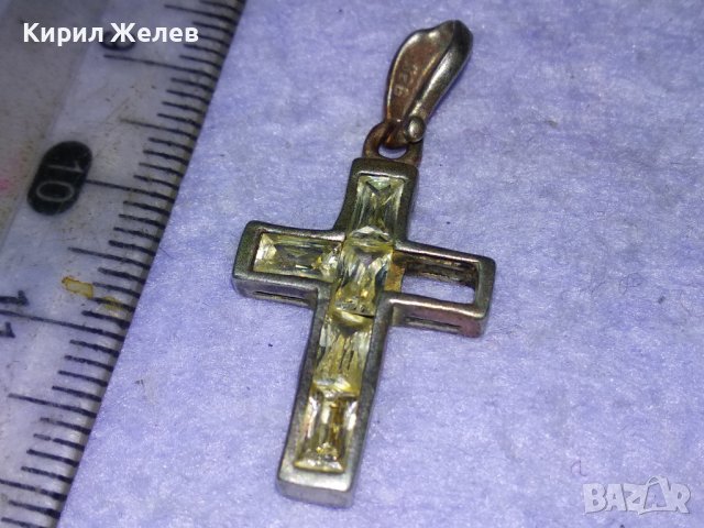 СТАРО СРЕБЪРНО КРЪСТЧЕ СРЕБРО 925 с ФАСЕТИРАНИ ИСКРЯЩИ КРИСТАЛИ Едното КАМЪЧЕ ЛИПСВА! 40508, снимка 15 - Колиета, медальони, синджири - 43225044