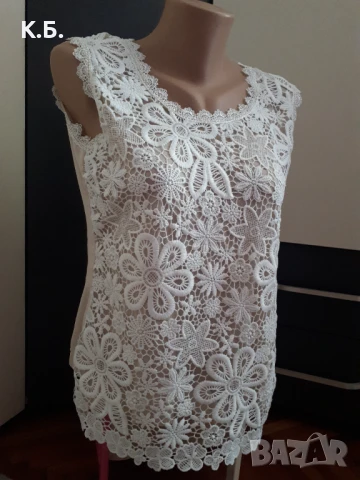 Елегантна блуза с дантела р-р XL, снимка 4 - Потници - 51247199