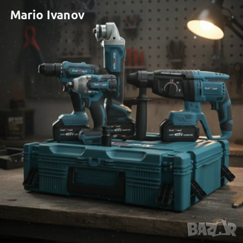 Комплект 4 в 1 - акумулаторен перфоратор, винтоверт, гайковерт и ъглошлайф 36V, снимка 4 - Други инструменти - 53379440