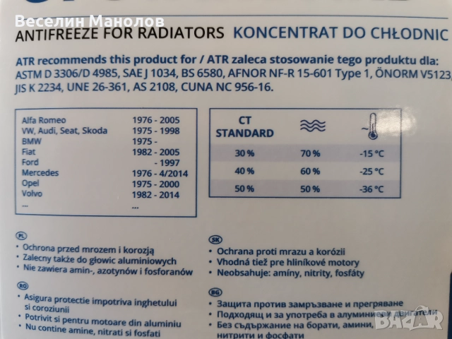 Антифриз Cartechnic концентрат G11,G12Plus, снимка 6 - Части - 52183007