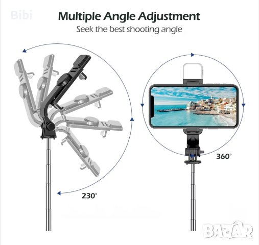 Сгъваем селфи стик със Bluetooth , снимка 2 - Дронове и аксесоари - 43103038