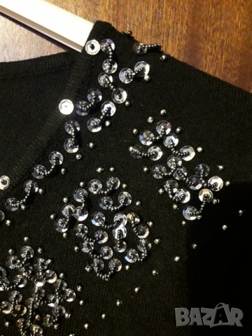 Дамска черна блуза с пайети, снимка 3 - Блузи с дълъг ръкав и пуловери - 28637737