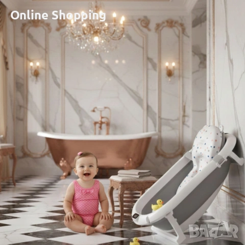 Сгъваема бебешка вана с термометър и възглавница, снимка 8 - Други - 53404777