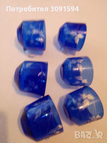 Чаши,за кафе чай от син  БОХЕМСКИ КРИСТАЛ , снимка 6 - Други ценни предмети - 43126197