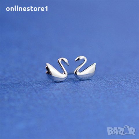 Сребърни Обеци Сваровски - 925 печат сребро BA210, снимка 2 - Обеци - 28147583