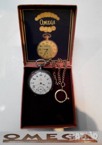 Рядък джобен часовник ОМЕГА сребро ниело OMEGA, снимка 5 - Джобни - 32497082