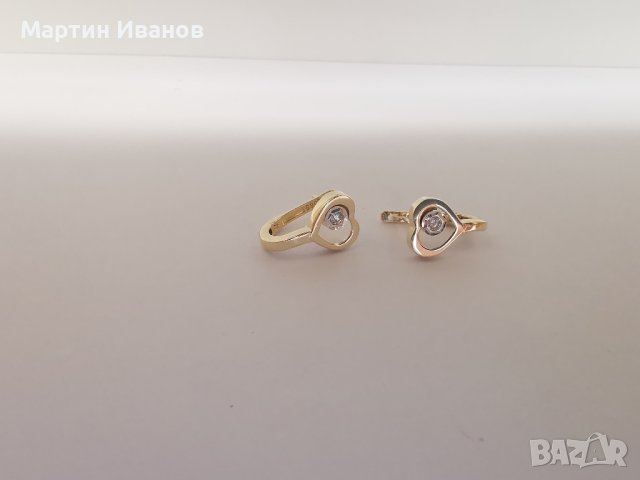 Златни обеци сърце , снимка 4 - Обеци - 43635256