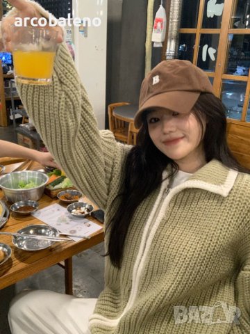 Дамски широк плетен суичър с цип и ревер, 2цвята, снимка 7 - Суичъри - 43550892