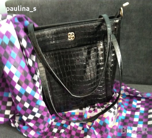 Луксозна лачена чанта в кроко принт , снимка 2 - Чанти - 36913067