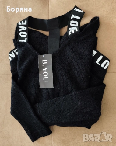 Нов бутиков пуловер 100 % фина вълна с брошка , снимка 11 - Блузи с дълъг ръкав и пуловери - 53446351