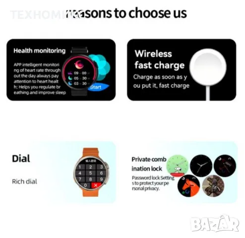 Смарт Часовник Ultra 9 2024 - Безжично Зареждане, Bluetooth Повиквания и Спортни Функции, снимка 8 - Смарт гривни - 48071641