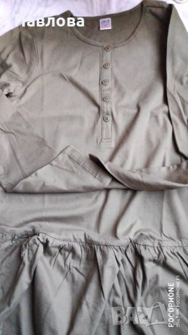 Нова рокля от памук цвят маслено-зелен, снимка 4 - Детски рокли и поли - 35037854