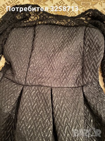 Черна кожена рокля с дантела, снимка 2 - Рокли - 35222331