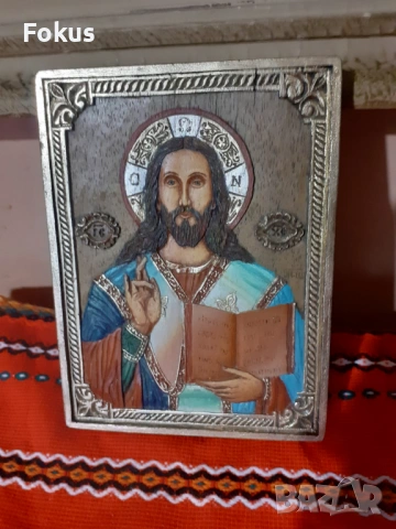 Българска цветна икона дърворезба със сертификат, снимка 2 - Антикварни и старинни предмети - 53268410