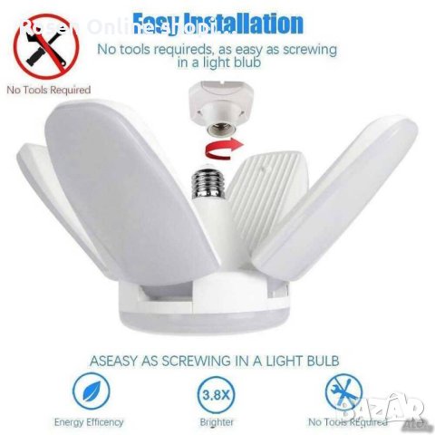 Сгъваема LED лампа с форма на вентилатор 80W, 6500K, стандартна фасонка E27, снимка 3 - Лед осветление - 38425876