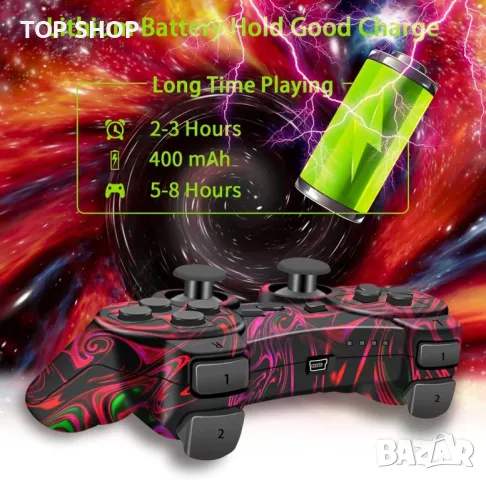 Playstation 3Безжичен контролер с дизайн във формата на светкавица, контролер Play3, безжичен контр, снимка 5 - Джойстици и геймпадове - 48819010