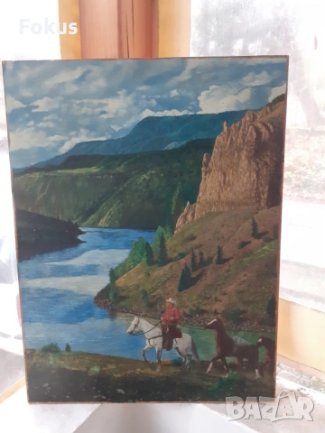 Уникална картина "Конникът'' масло на фазер худ. Иванов