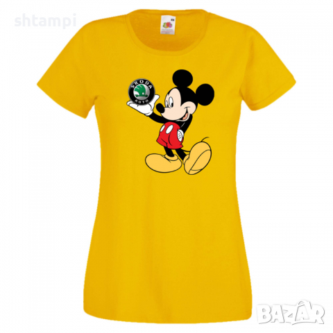 Дамска тениска Mickey Mouse Skoda .Подарък,Изненада,, снимка 10 - Тениски - 36529147