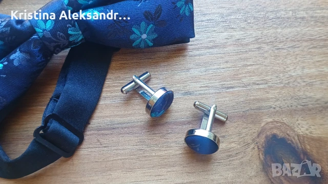 НОВО Папионка от 100% коприна с копчета за ръкавели, снимка 4 - Други - 50568446