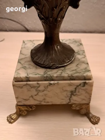 два френски ретро свещника с мраморен пиедестал , снимка 6 - Декорация за дома - 48454332