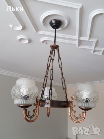 Масивен полилей с три крушки, снимка 6 - Полилеи - 35609351