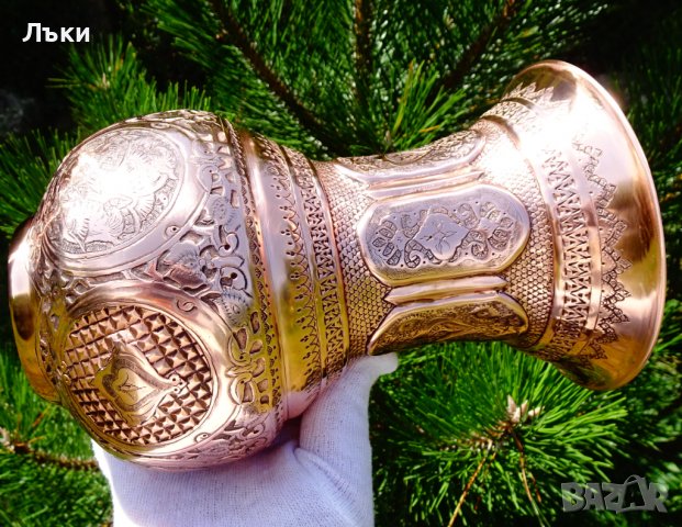 Персийска медна ваза Isfahan Qalamzani. , снимка 11 - Вази - 37818319