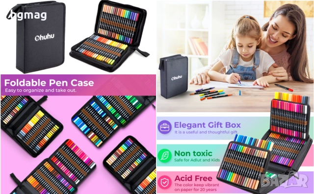 Ohuhu Maui Series маркери с два писеца тип четка и тънък писец, Ohuhu 120 цвята, снимка 13 - Ученически пособия, канцеларски материали - 52186622