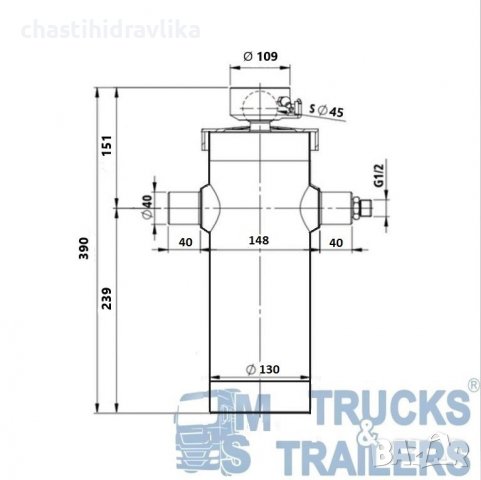 ХИДРАВЛИЧЕН ЦИЛИНДЪР HYPACO 105 5 830, снимка 2 - Части - 40153203