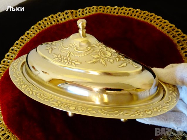 Бронзов съд за сервиране с капак,рози,барок. , снимка 10 - Антикварни и старинни предмети - 38585929