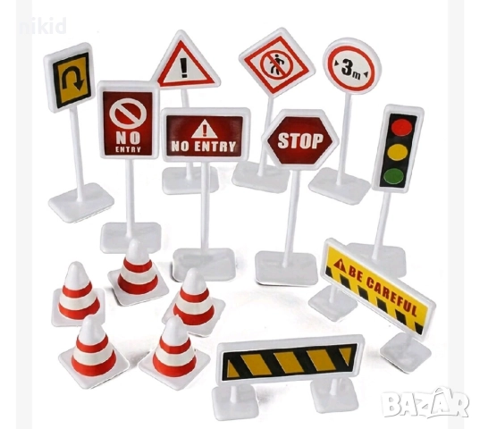15 бр пътни знаци конуси конус табели пластмасови за игра украса декор и торта топери